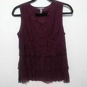 Apt 9 Burgundy/Maroon Lace Overlay Sleeveless Top